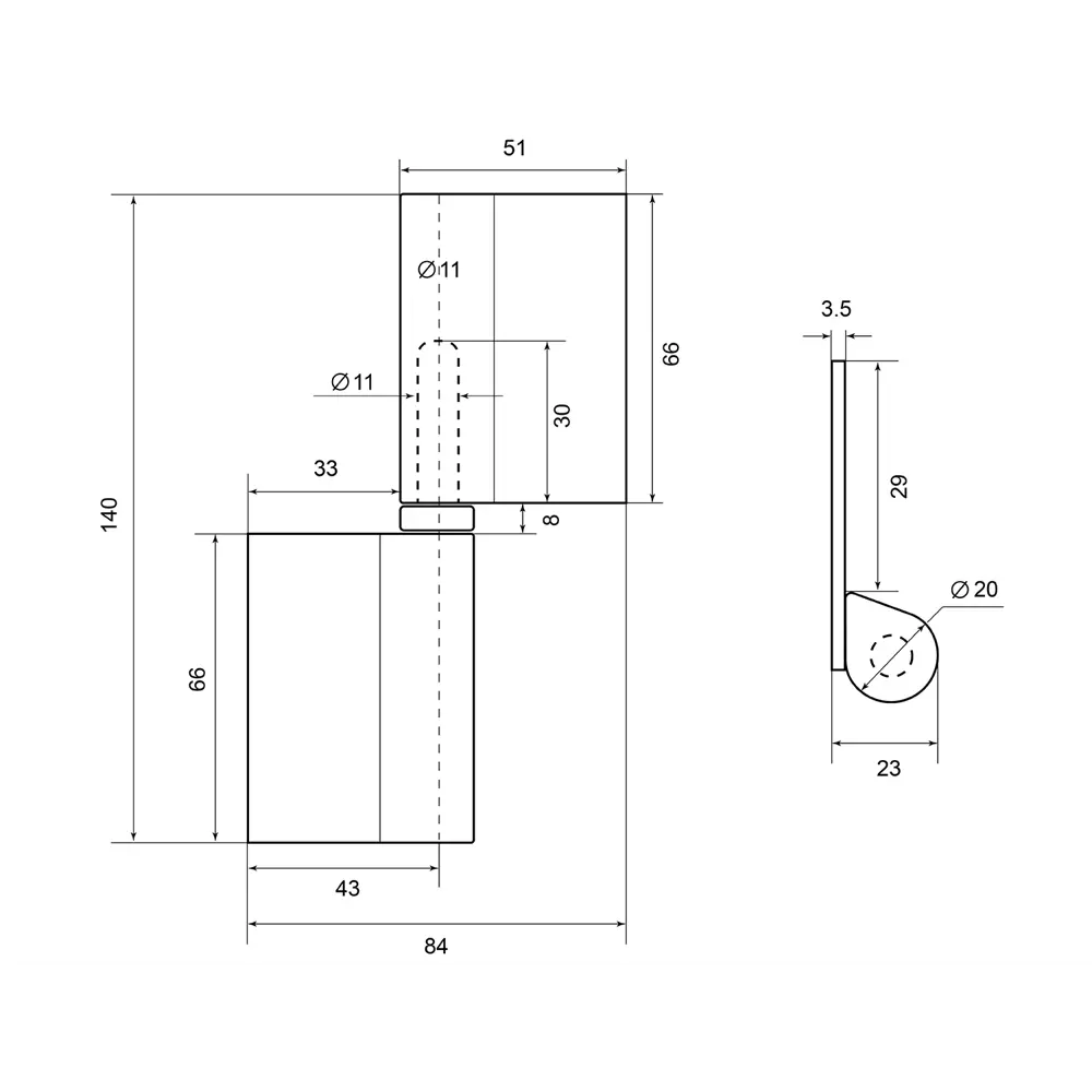 89426608 Наварная петля Palladium левая с подшипником 20x140x29 мм левая цвет серый STLM-1567034 - Вид №2
