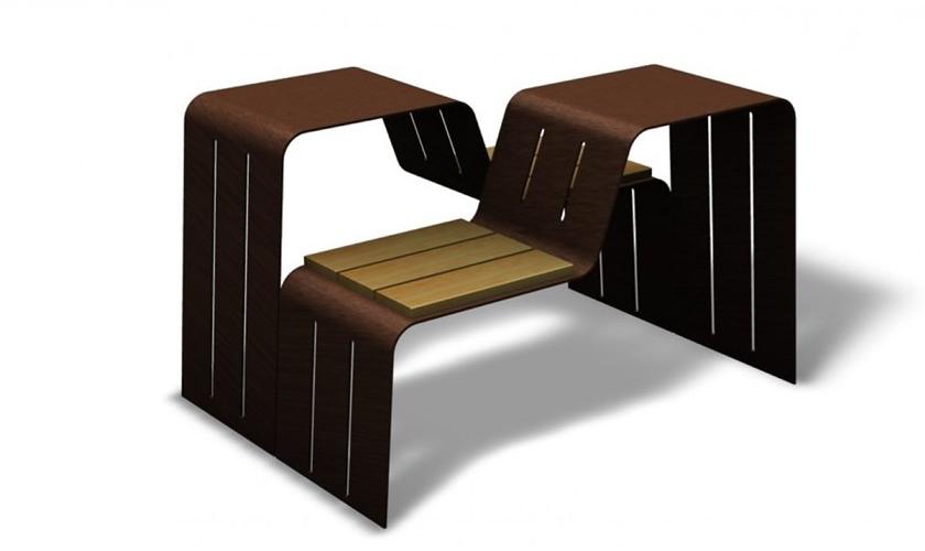 Euroform W Скамья из стали и дерева со спинкой  4520, 4525  - Вид №2