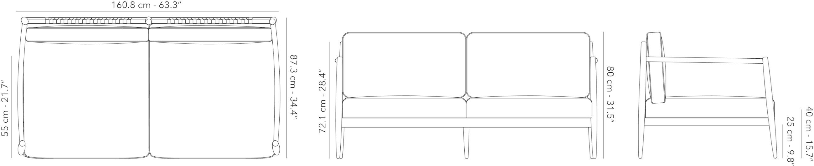 2-местный тканевый садовый диван Jardinico Noa ARCH-00058232 - Вид №5