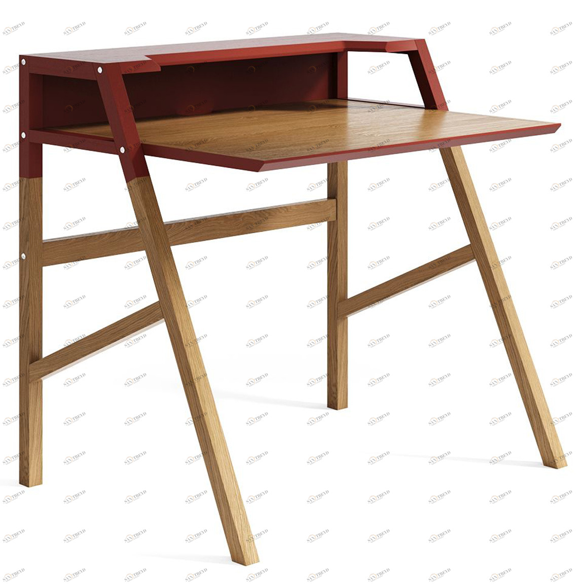 Компьютерный стол с полкой коричневый с красным Youk THE IDEA  210618 Коричневый 