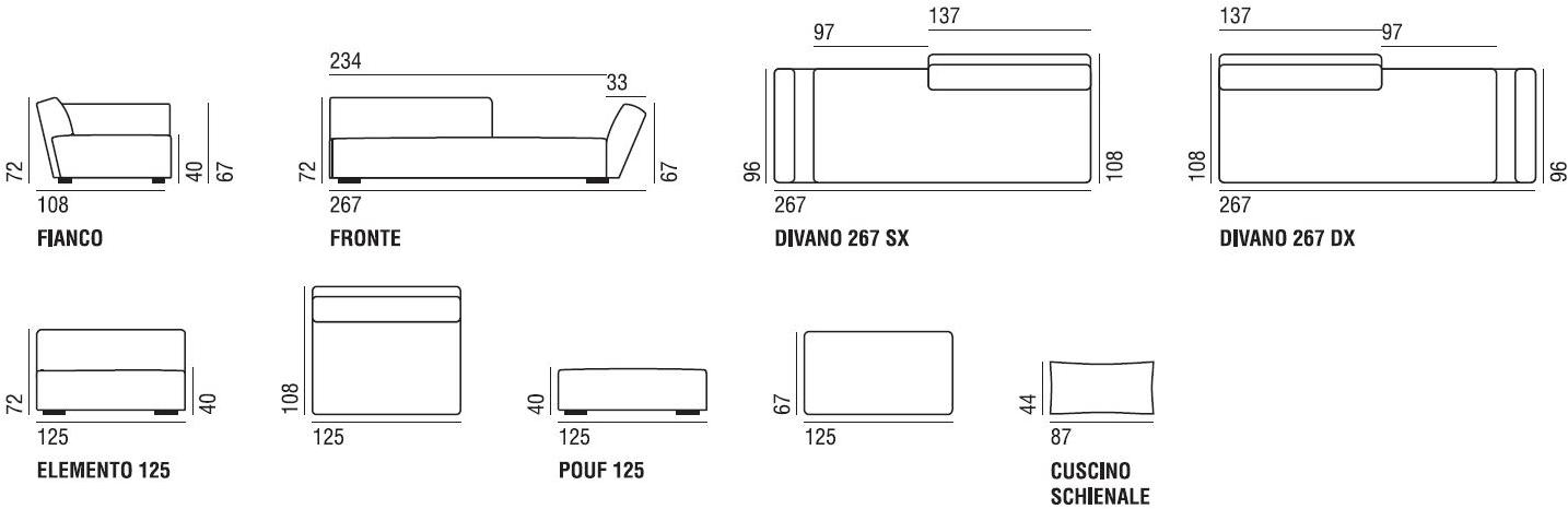 Verzelloni Секционный диван со съемным чехлом из ткани Itaca sun-id-1379277 - Вид №5