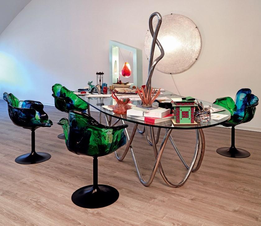 edra Стол из нержавеющей стали и хрусталя  Car010  - Вид №1