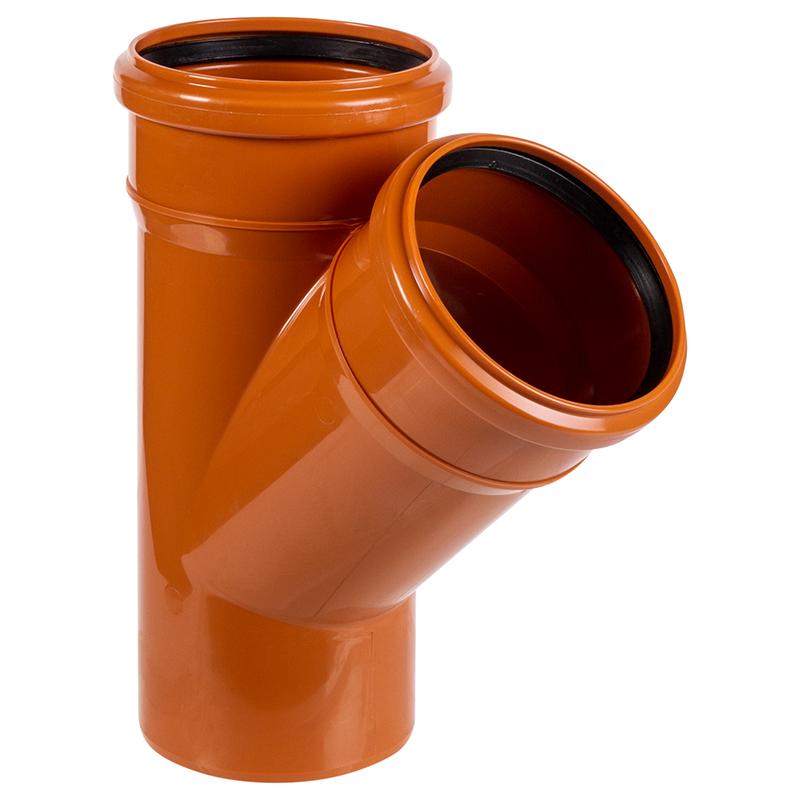 Тройник наружный ПП 110х110х45° рыжий Политек 6388 - Вид №1