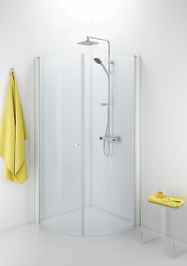 500.885.00.5 IDO Showerama 10-4 душевая стенка для круглого углового душа, IDO Showerama 10-4, матовые профили / матовое стекло, 900x800 мм