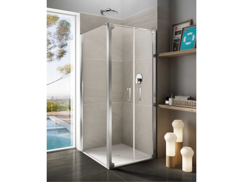 Угловая душевая кабина из закаленного стекла с распашной дверью Provex Industrie ARCH-00030108