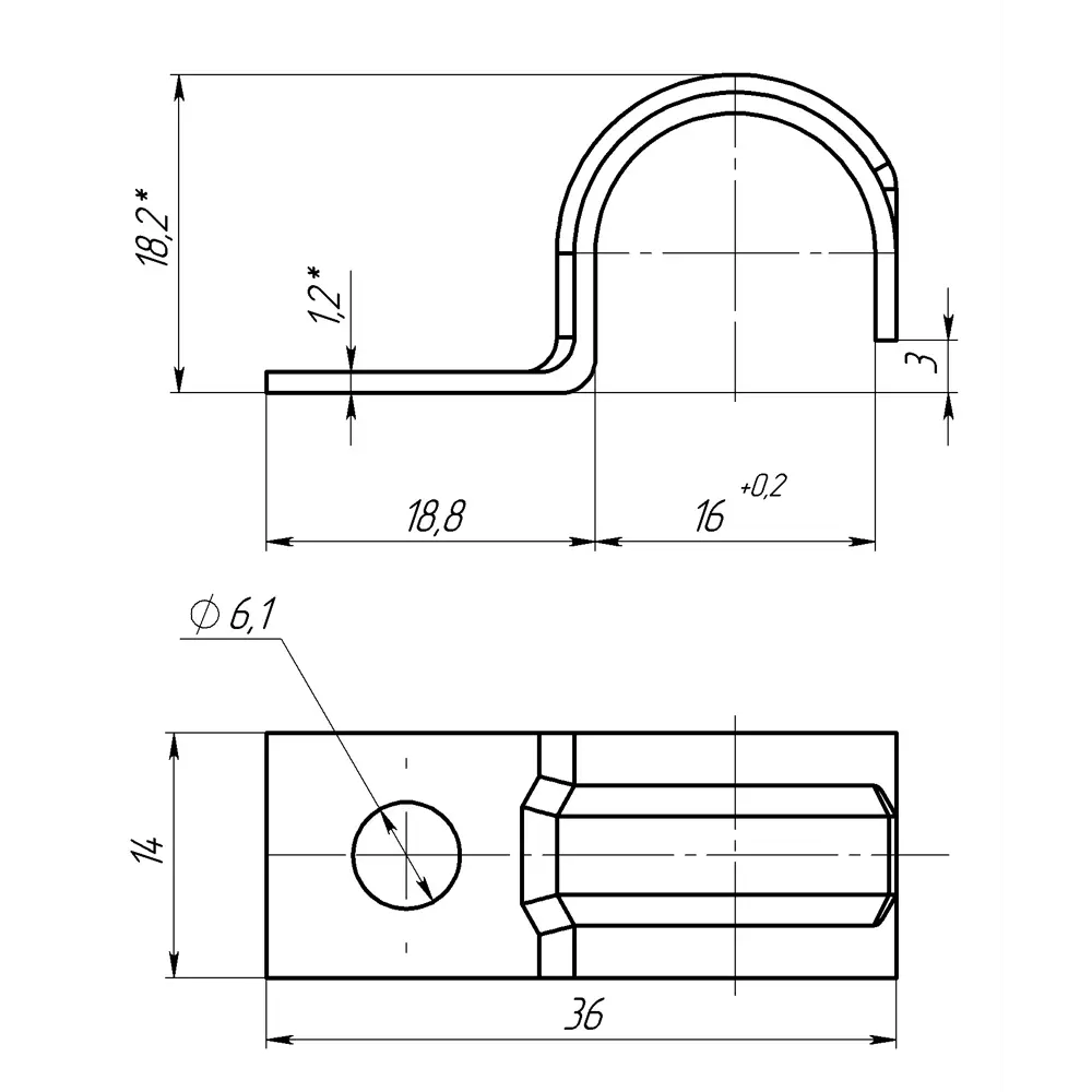 Прижим для кабеля и труб 16 мм, сталь, 4 шт ПЕТРОТЕХ STLM-2080151 - Вид №1