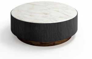 Gallotti&Radice Журнальный столик из массива дерева с мраморной или кожаной столешницей