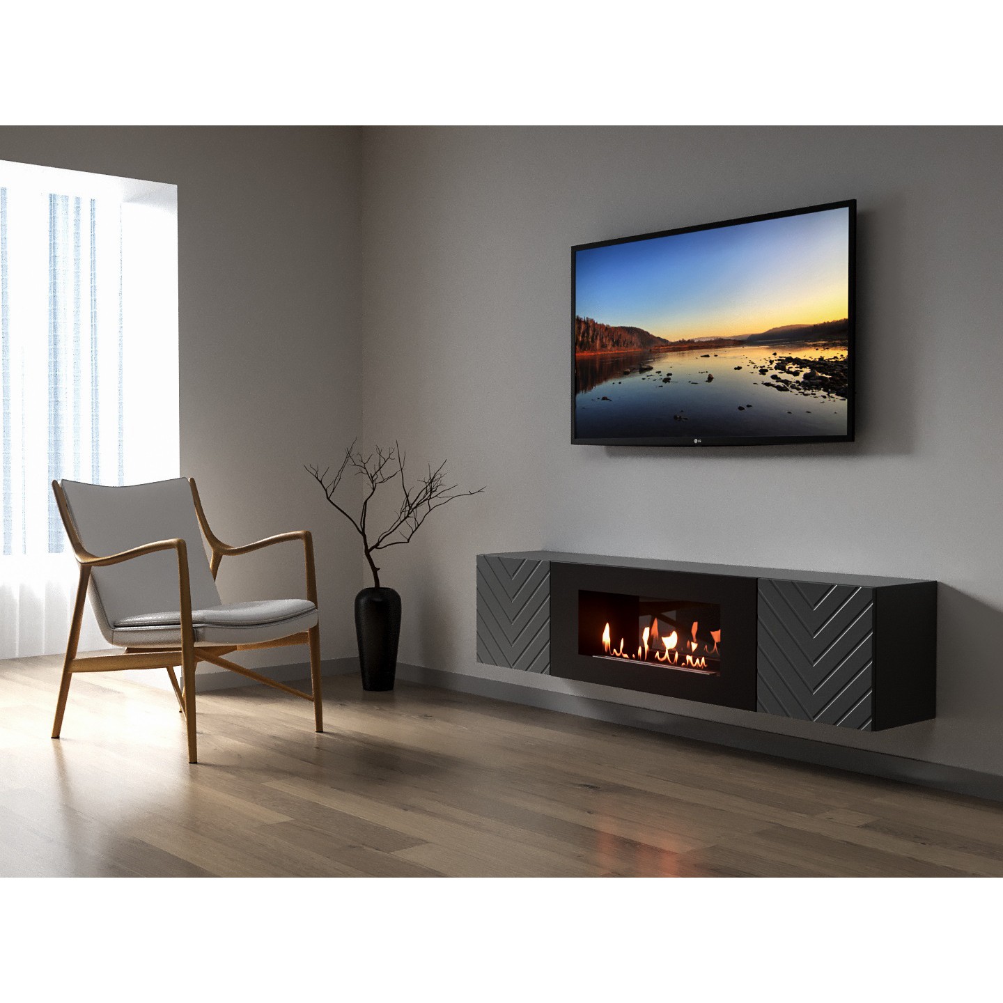 9101982 Биокамин с тумбой Firelight BFP-P1700V черный STDN-0123190 - Вид №3