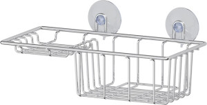 GHI 218 Полочка-решетка с мыльницей на вакуумных присосках 27,4 cm SORCOSA Plain