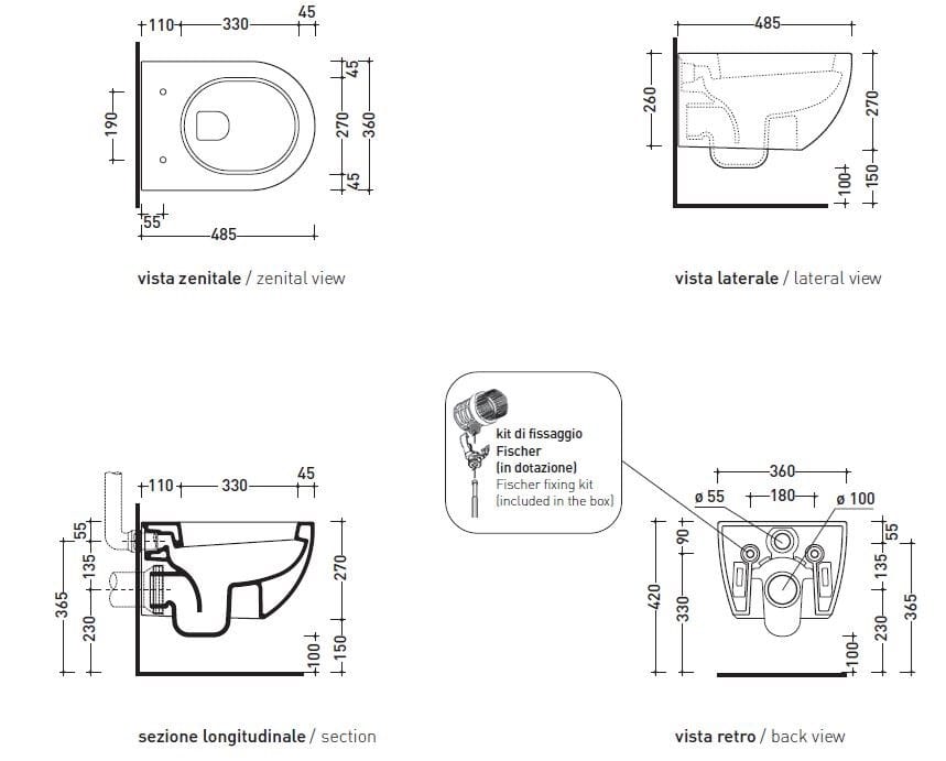 Керамический подвесной туалет Ceramica Flaminia приложение ARCH-00090837 - Вид №2