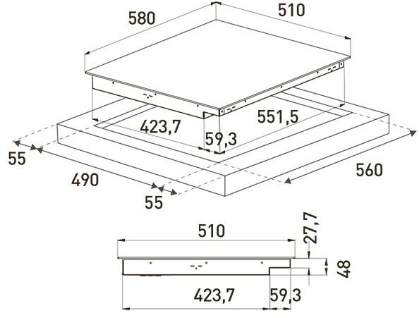 Grundig Встроенная индукционная плита  7757186709  - Вид №1