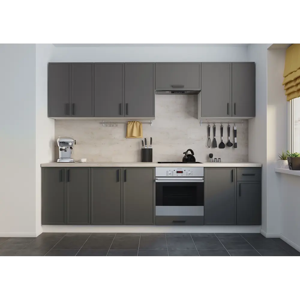 Кухонный шкаф навесной над вытяжкой Неро Delinia 60x33.8x29 см МДФ цвет графит STLM-2112198 - Вид №6