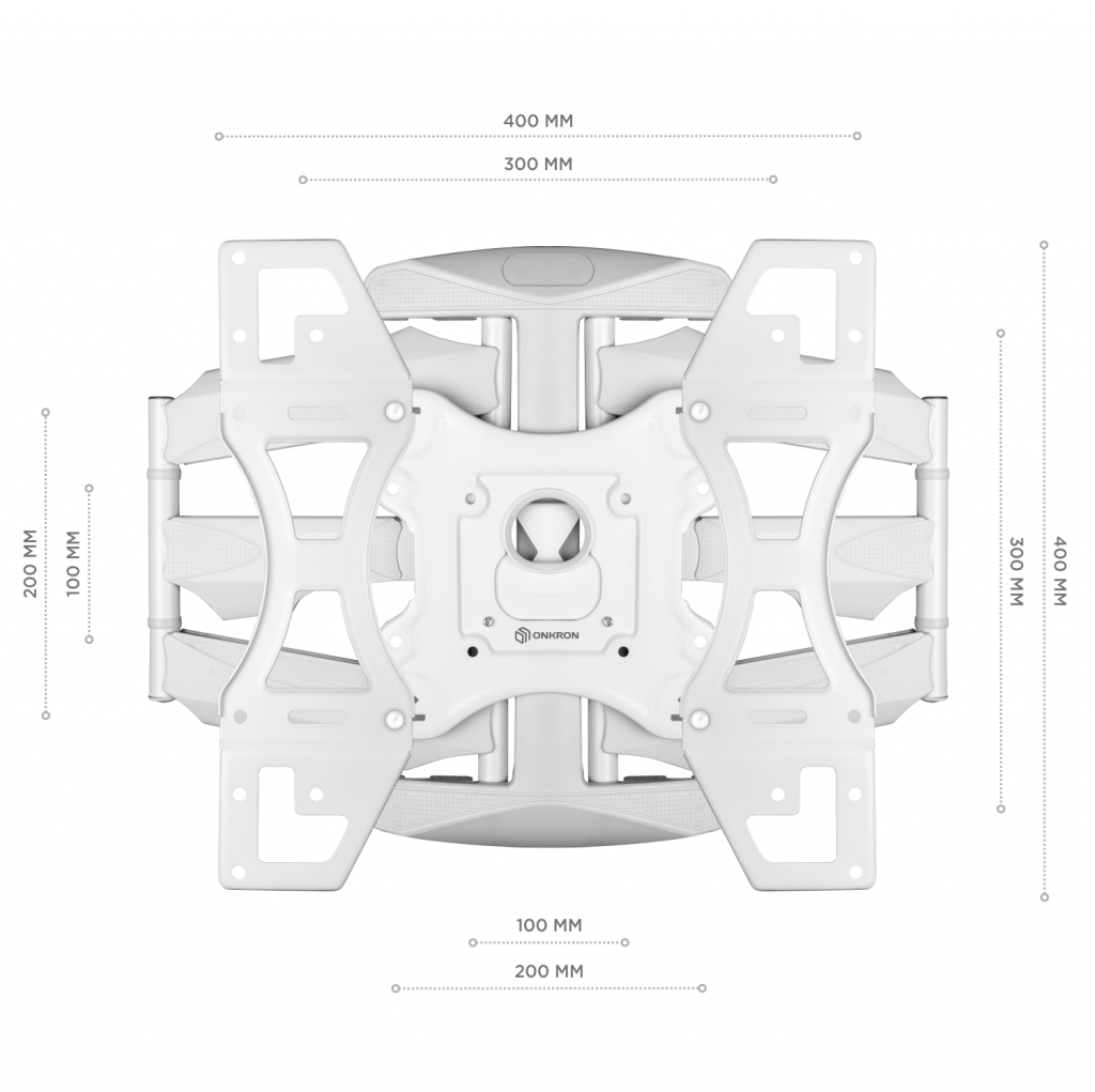 ONKRON M15 WHITE Кронштейн / 32-75" макс 400*400, наклон -5°/+8° поворот ±140° макс нагрузка 45,5кг, от стены 49-491мм, белый ONKRON Santreyd  - Вид №2