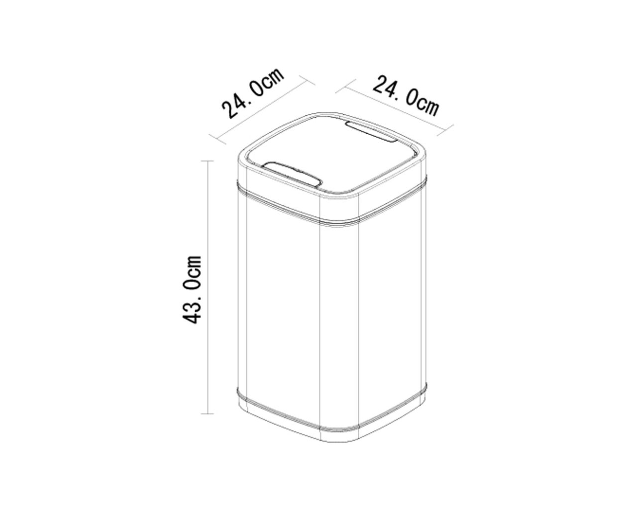 KIM503 Автоматическая корзина SENSOR, бесконтактная, квадратная, 12 л, матовая сталь Merida  - Вид №1