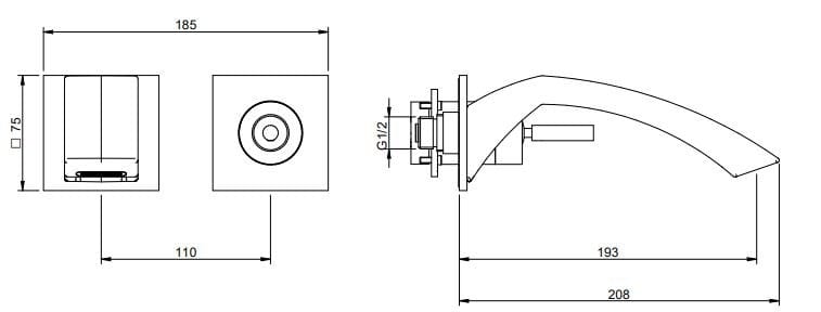 Настенный смеситель для раковины с 2 отверстиями Rubinetterie Treemme Archè ARCH-00035702 - Вид №2