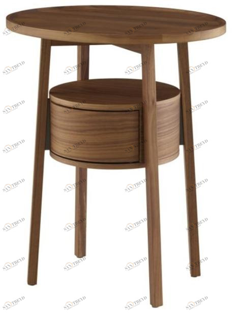 Ligne Roset Круглый прикроватный столик из массива дерева с ящиками  19980320-19980321 