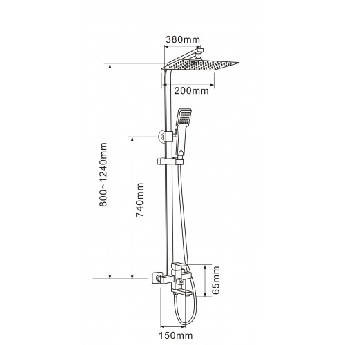 Душевая система MELANA-F1005 нерж.сталь, с тропическим душем, лейкой и смесителем, сатин 1005  - Вид №1