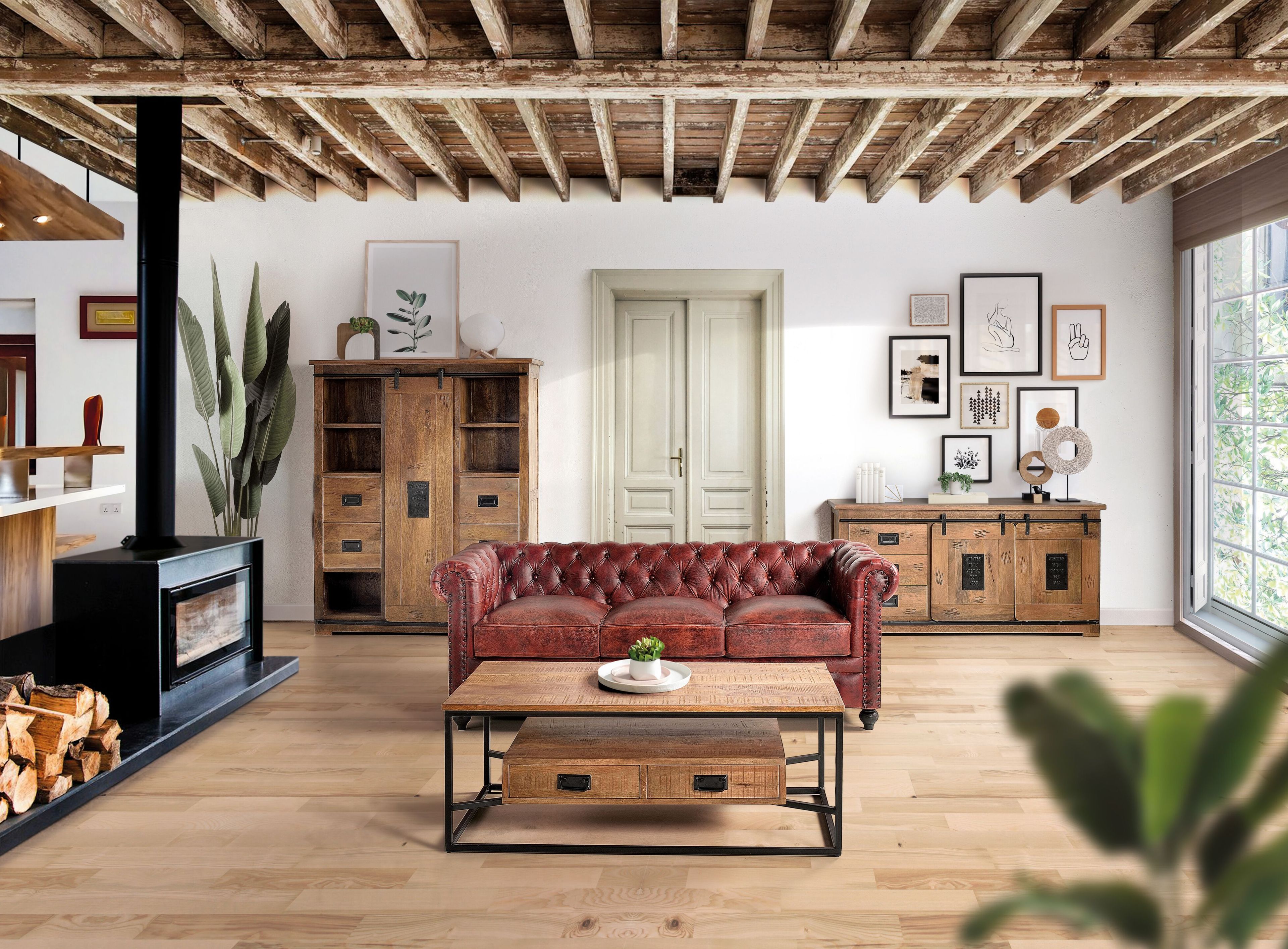 Шкаф из манго с выдвижными ящиками и дверцами Giner y Colomer Юпитер ARCH-00032119 - Вид №4