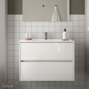 85073 SALGAR Мебель для умывальника NOJA 900 WHITE GLOSS LACQUERED + Раковина Глянцевый белый