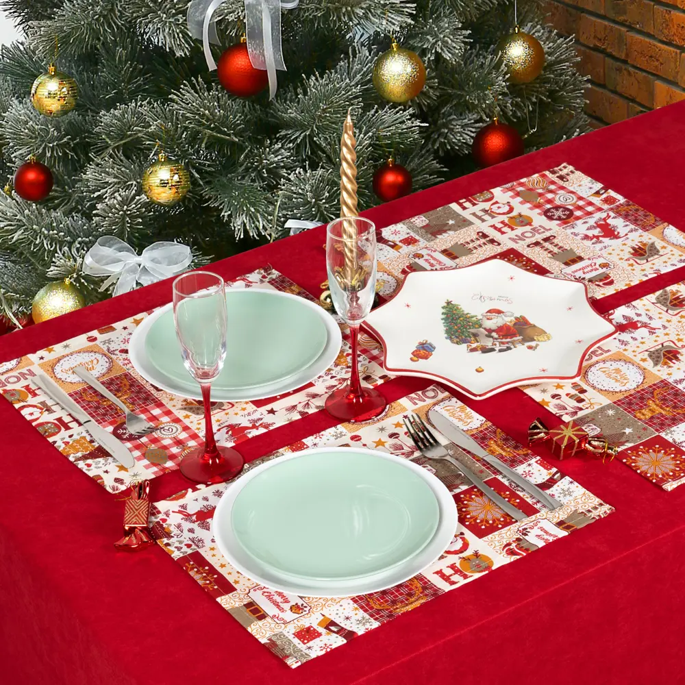 Салфетка сервировочная "Эльфы" 40x30 см цвет красная Altali STLM-2032157 - Вид №1