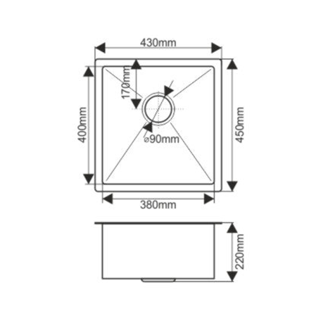 Мойка H4345 MELANA ProfLine 3,0/200 САТИН врезная прямоугольная с коландером H4345 H4345 сатин - Вид №2