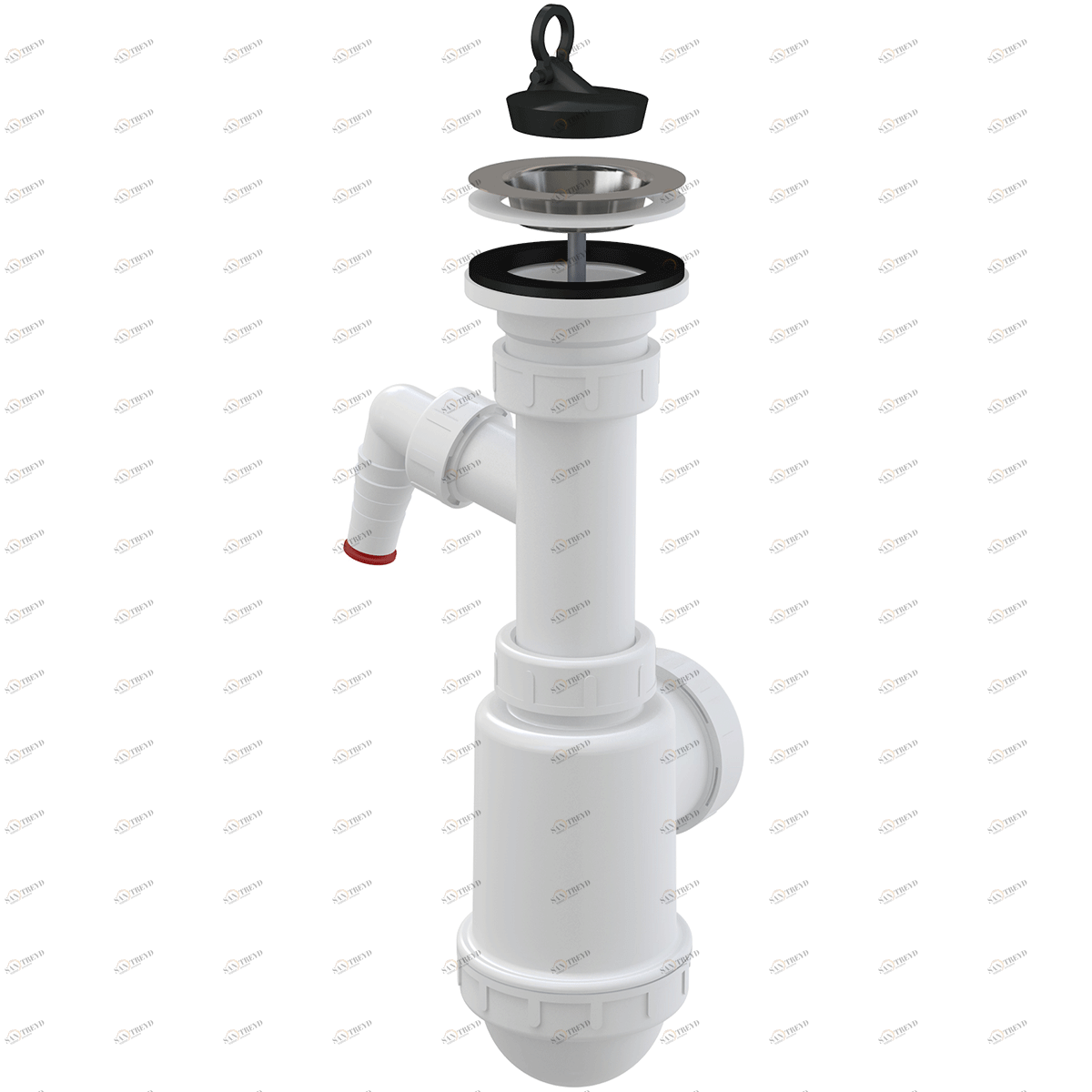 Сифон для мойки с нержавеющей решеткой DN70 и штуцером ALCAPLAST A441PDN5040