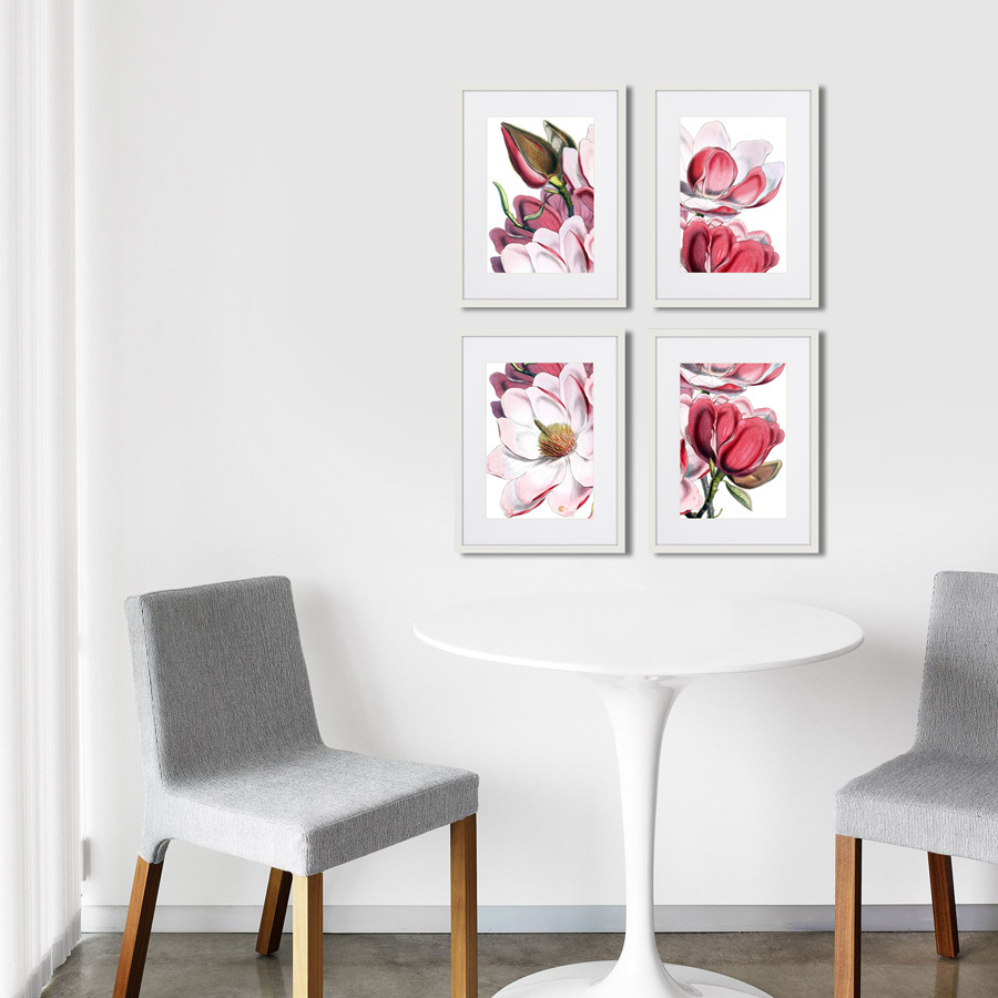 Картина в раме 42х32 см Himalaya Plants Pink-Flower on white II, 1869г. КАРТИНЫ В КВАРТИРУ  264652 Желтый;фиолетовый;разноцветный  - Вид №2