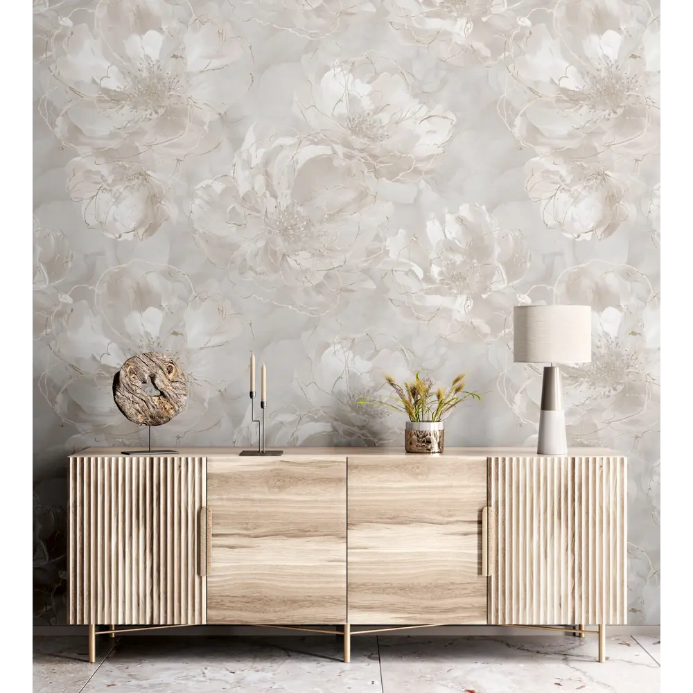 Обои флизелиновые Victoria Stenova Jenny бежевые с цветочным рисунком 1.06 м 89423706 STLM-1564894 - Вид №3