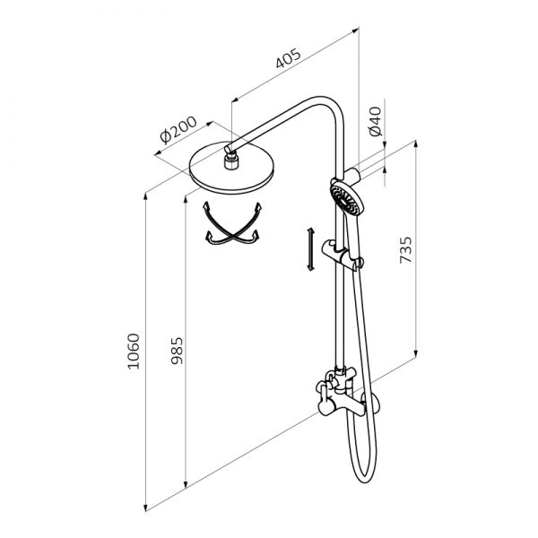 15465400XL BASIC Смеситель для душа с колонкой Хром GRB MIXERS  - Вид №1