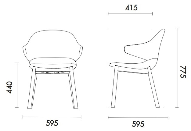 Grado Design Стул из ткани и ножки из бука Hug sun-id-1417973 - Вид №6