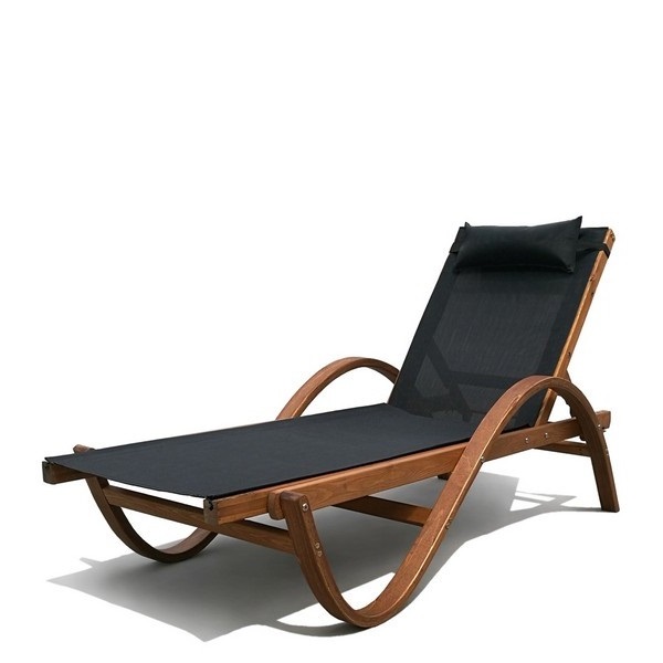 Шезлонг-лежак черный "Мальта" Black AFINA  130446 Коричневый;черный  - Вид №1