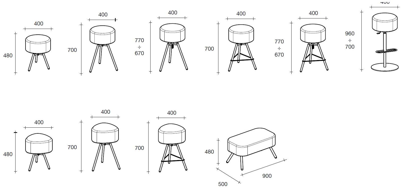 Sesta Низкий табурет с тканевой обивкой Blog Bg-006 - Вид №3