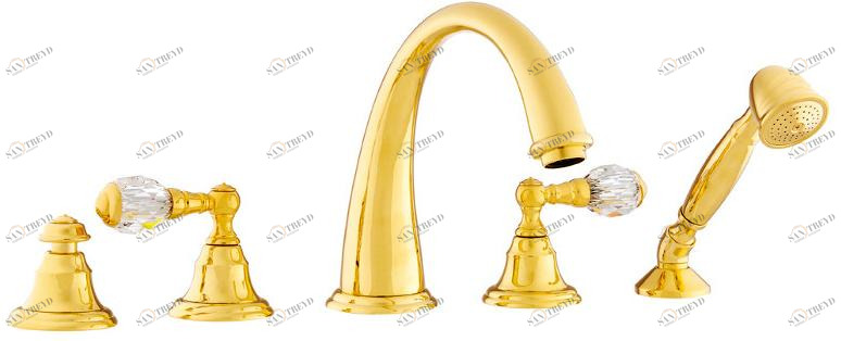 Bronces Mestre Комплект для ванны с 5 отверстиями, украшенный кристаллами swarovski® Pacifica sun-id-1473016