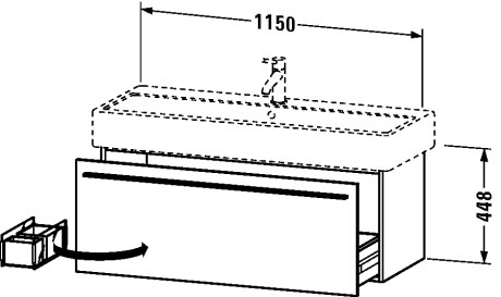 XL604701313 Тумбочка подвесная X-Large #XL6047 1150 x 443 мм Американский орех, натуральный шпон Duravit - Вид №1