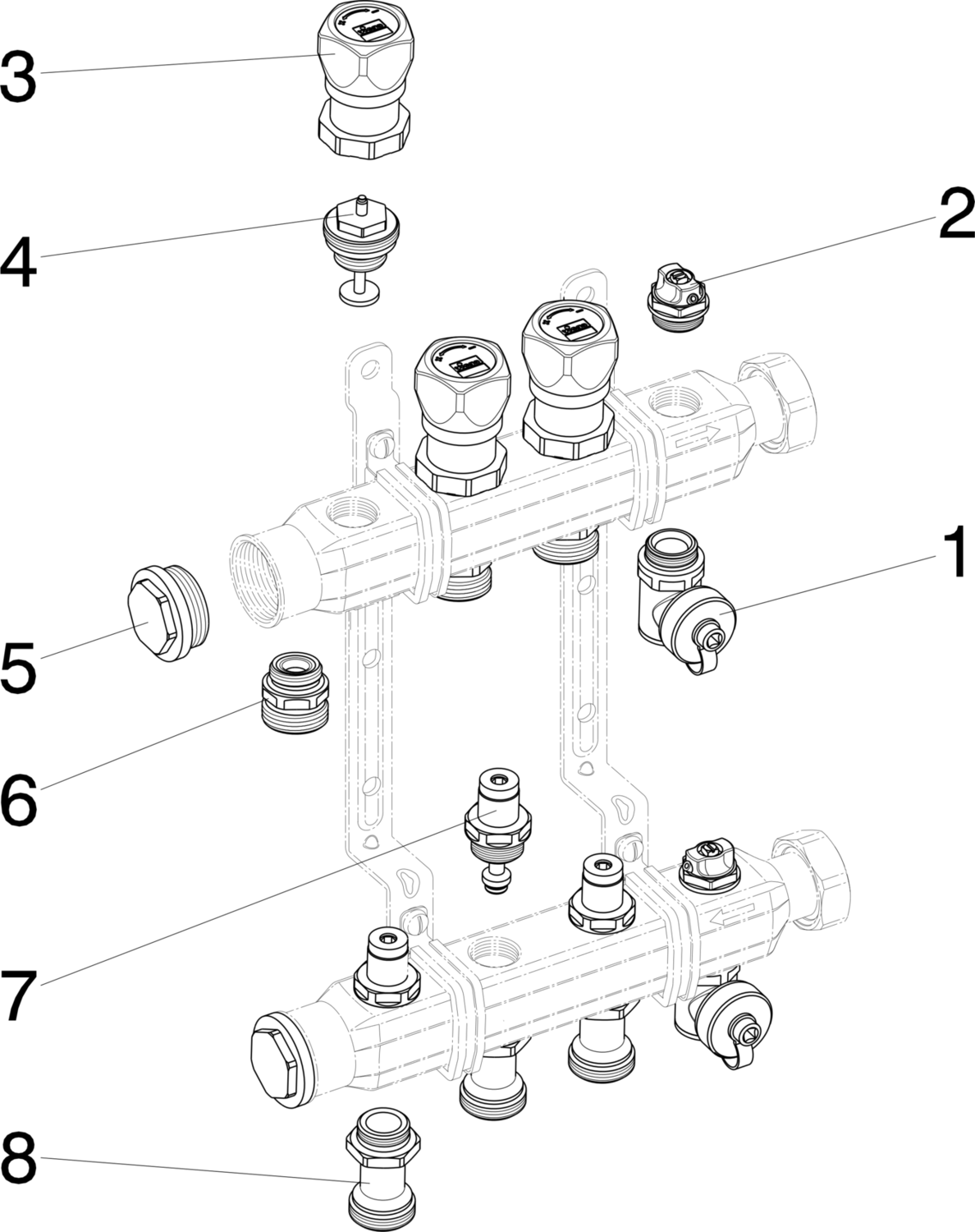 587 833 1) Модель 1006 Трубопроводные системы  Fonterra панельное отопление  Коллекторы  Нержавеющая сталь Santreyd  - Вид №3