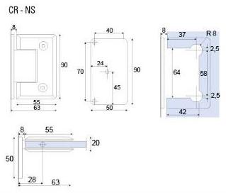 Metalglas Bonomi Петля замак для душевого бокса  B-401  - Вид №2