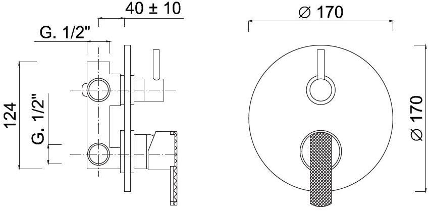 Rubinetteria Giulini Встраиваемый однорычажный смеситель для душа с переключателем Deluxe - surf F5813-3dl - Вид №1