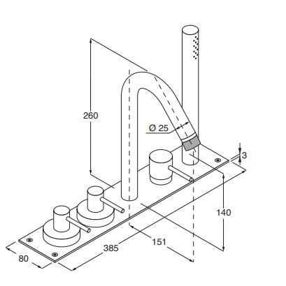 Смеситель для ванны из нержавеющей стали с ручным душем Boffi Minimal ARCH-00061198 - Вид №2