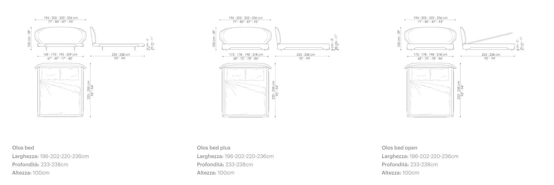 Двуспальная мягкая кровать из ткани BONALDO Olos ARCH-00043469 - Вид №8