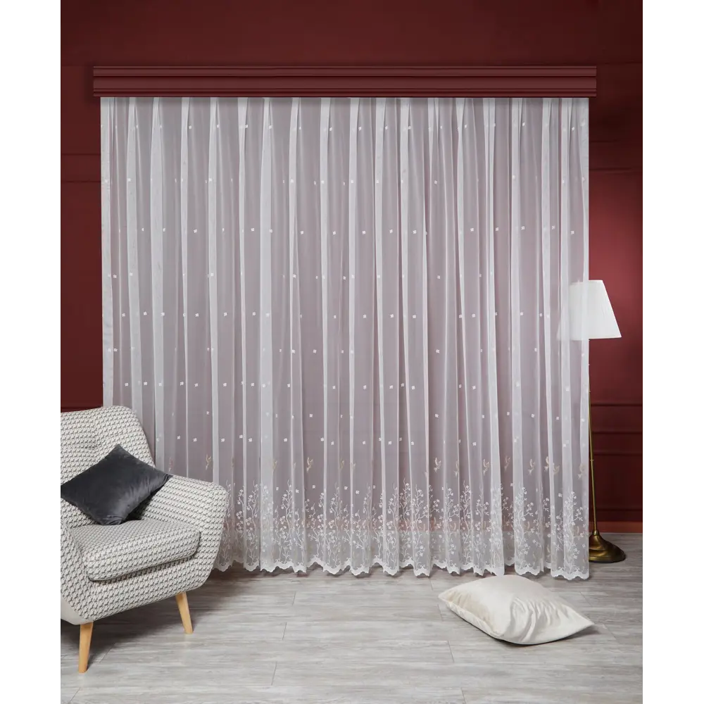 Тюль 1 м/п Птички сетка 280 см цвет бело-бежевый 85337330 STLM-2182361 ELIT HOME  - Вид №1