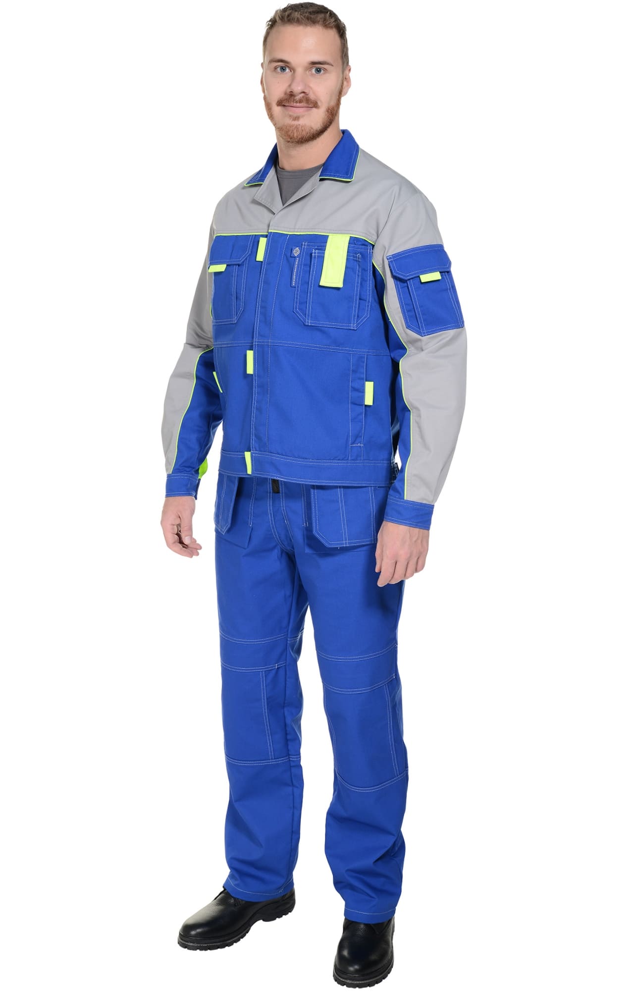 65331 Костюм "Профессионал-2" василек-серый-лимон  Летняя спецодежда  размер 60-62/182-188  - Вид №5