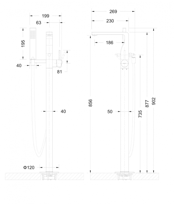 Отдельностоящий смеситель ARC F66061C-B3-ENG bravat - Вид №1