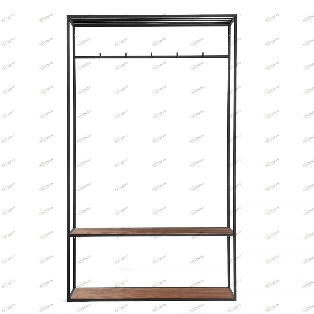 Вешалка в прихожую с полкой черная, американский орех Hallra 2 black INTELLIGENT DESIGN ВЕШАЛКИ HALLRA 260948 Коричневый;черный 