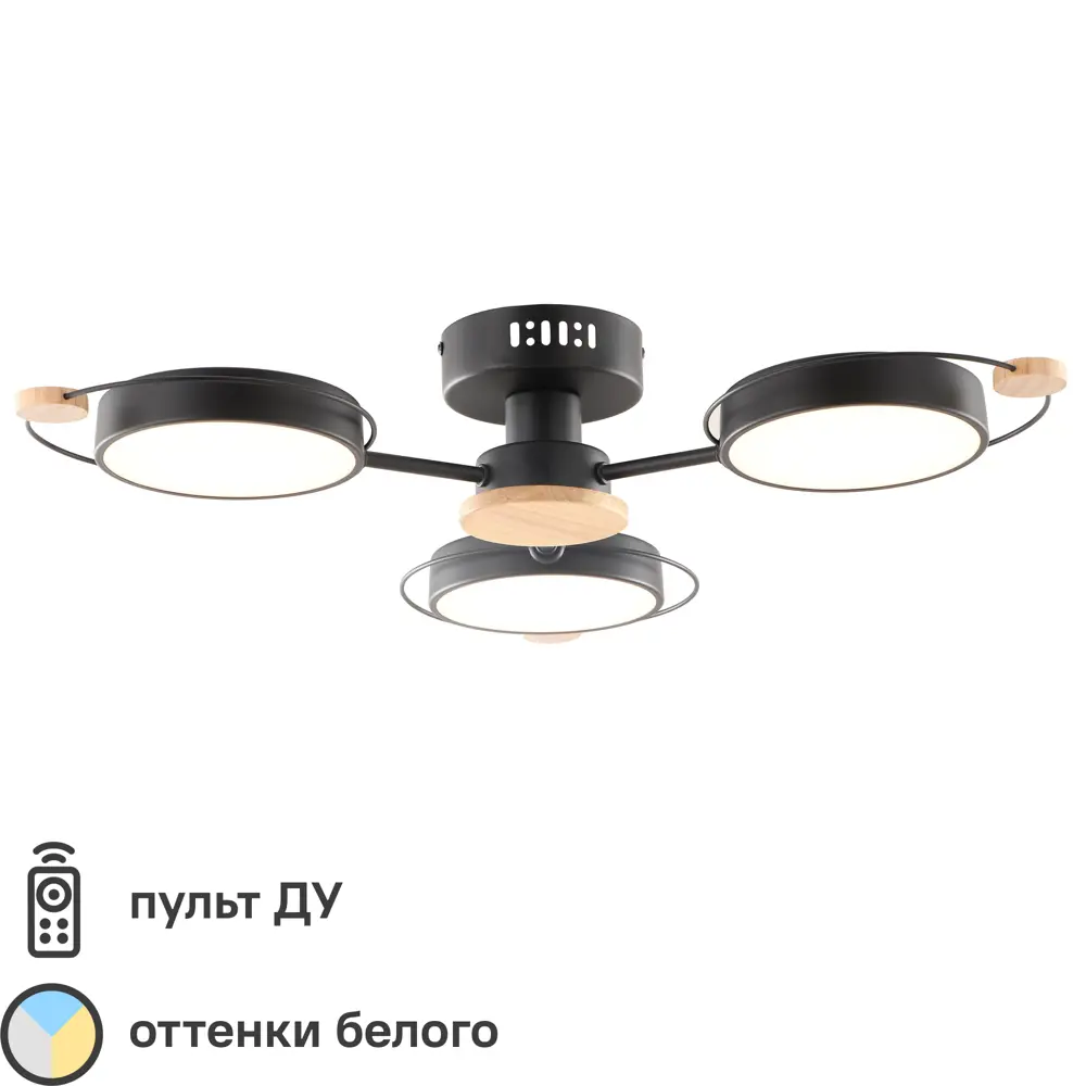Люстра потолочная светодиодная Lamplandia Bergen Black L1479 с пультом управления, 15 м²,регулируемый белый свет, цвет черный STLM-2112559