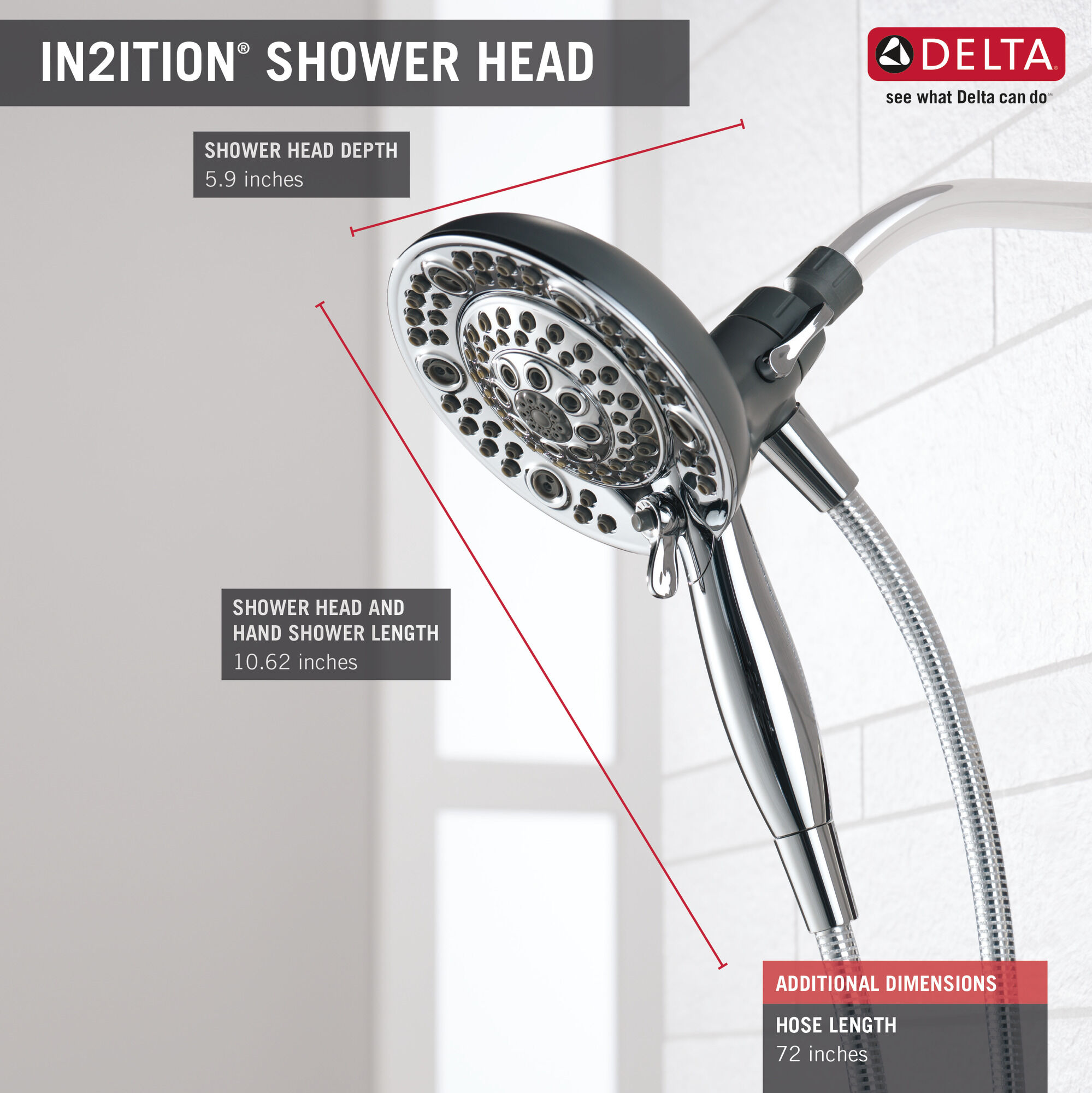 75595C In2ition® Душ 2 в 1 с 5 настройками Delta Faucet DELTA Хром - Вид №2