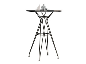 Высокий круглый садовый стол из стали и дерева