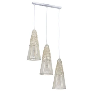 Подвес Ротанг 3xE27x40 Вт, ротанг/стекло, цвет белый/мультиколор