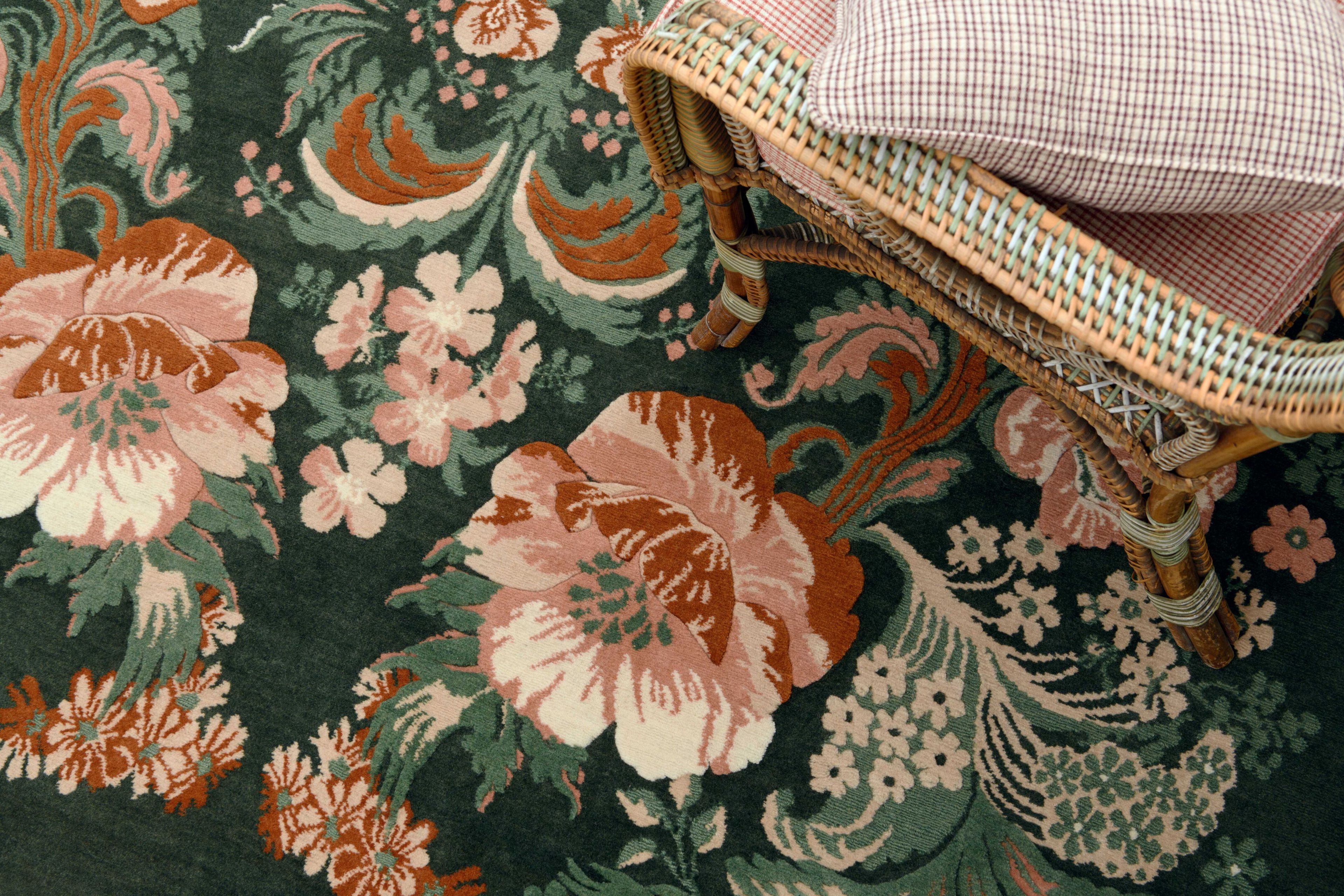 Изготовленный на заказ шерстяной прямоугольный цветочный ковер LELIEVRE Quenin-Belle Époque ARCH-00058485 - Вид №1