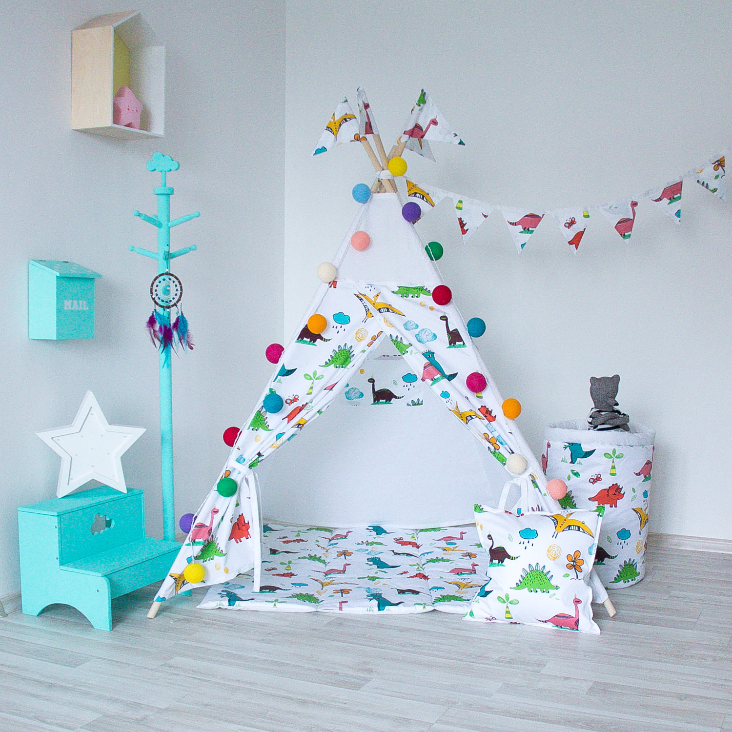 Подушка Dino 40 х 40 см VAMVIGVAM DINO 281818 Красный;желтый;зеленый Santreyd - Вид №4