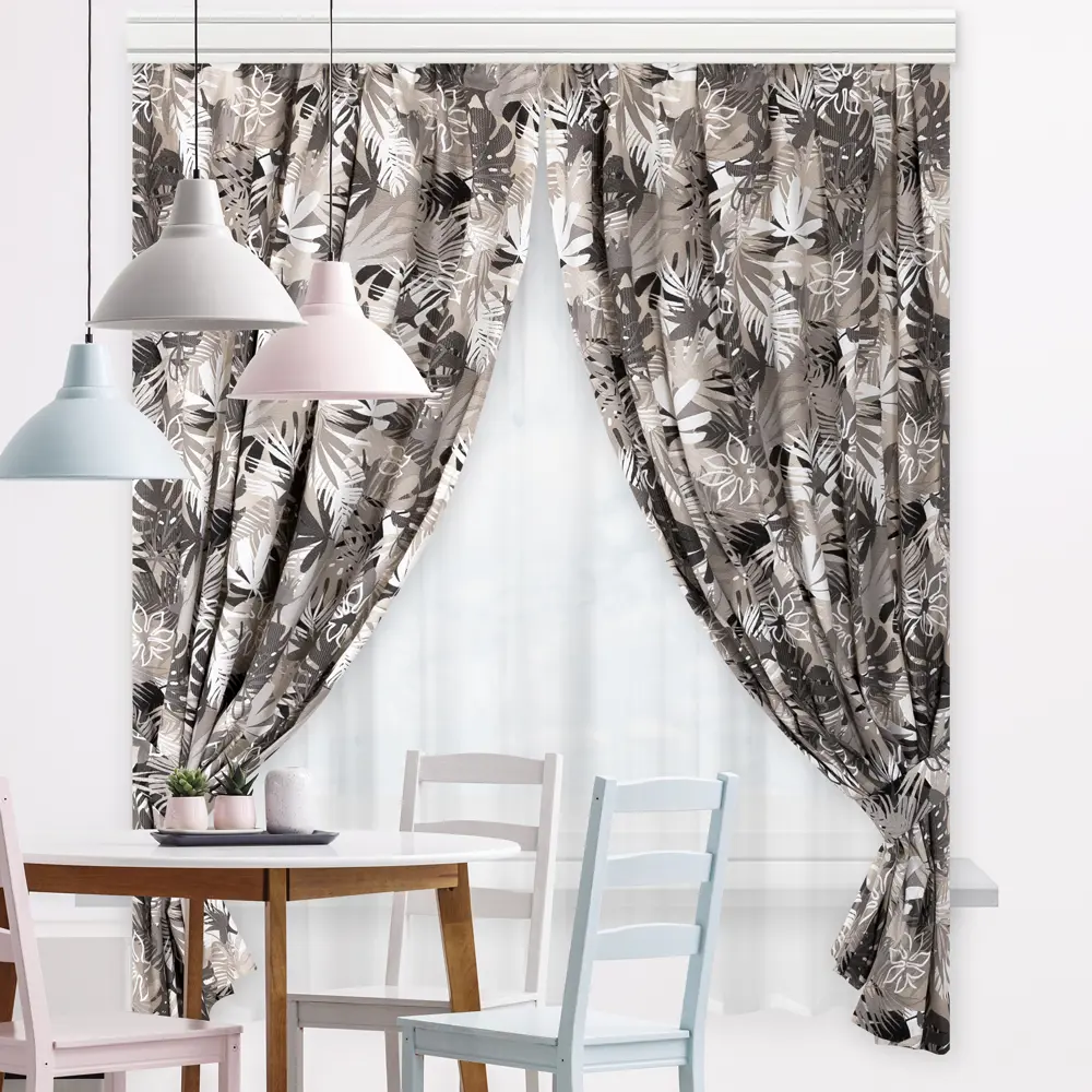 Штора на ленте для кухни Гавайи 136x180 см цвет серый Altali STLM-2064136 - Вид №6